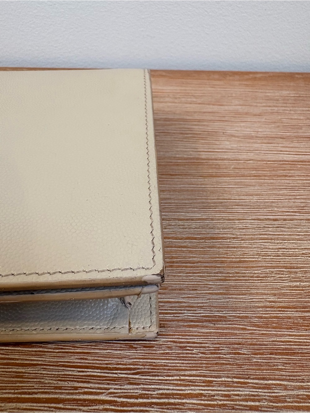 Saint Laurent Beige Leather Clutch with Gold YSL Emblem - Picture 6 of 12